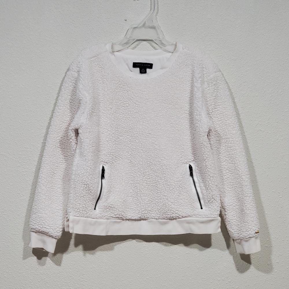 Tommy Hilfiger Boys White Sherpa Pullover Size 6 - 7